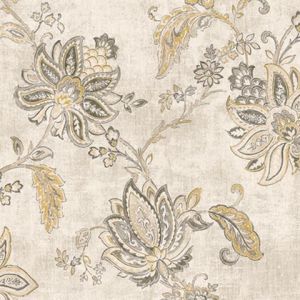 Seabrook Designs OF30000 Olde Francais Grey and Mustard Toulouse Floral Wallpaper